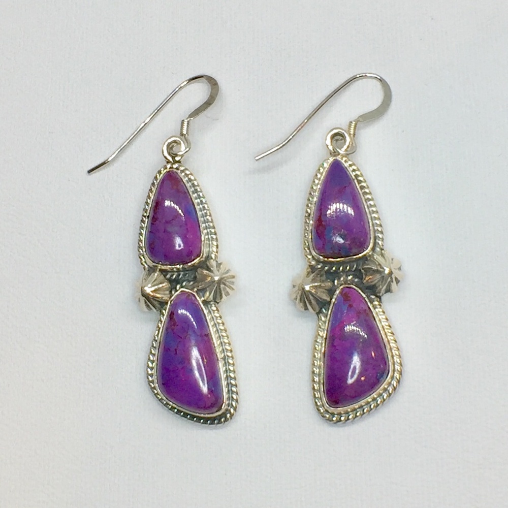 Running Bear Purple Turquoise Earrings